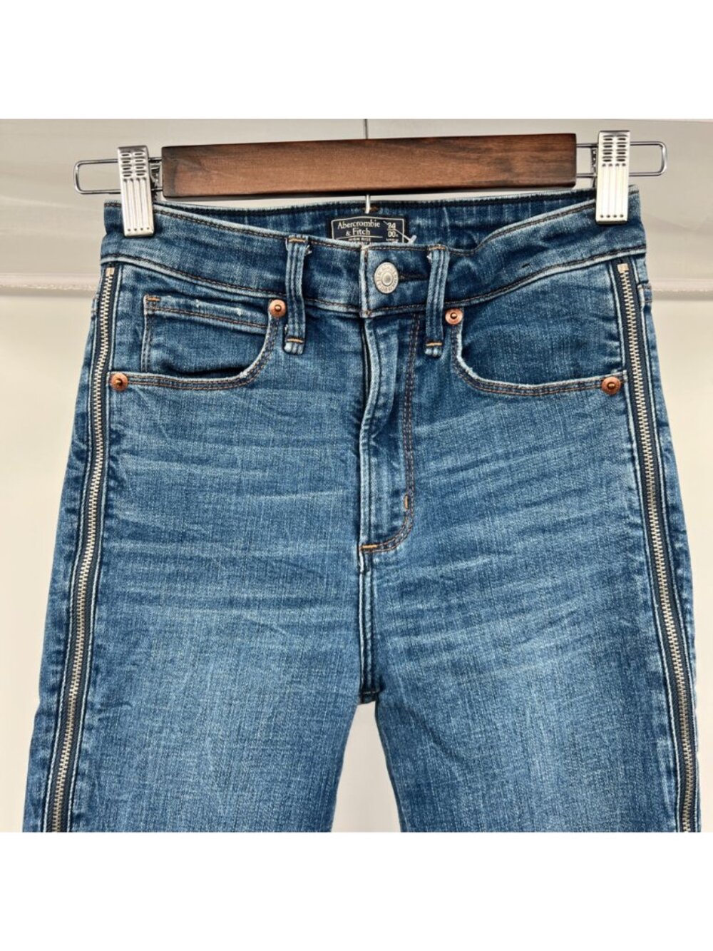 Abercrombie & Fitch Womens Super Skinny Ankle Jeans Zippers Size 00/24 - Picture 3 of 8